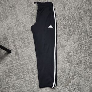 Adidas Kids Black Joggers with White Stripes